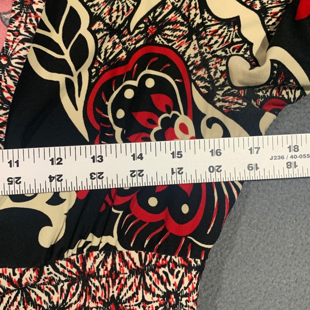 Y2K‎ IN Studio Womens Black Red Floral Paisley V-Neck Empire Waist Tunic Top S - Picture 5 of 7